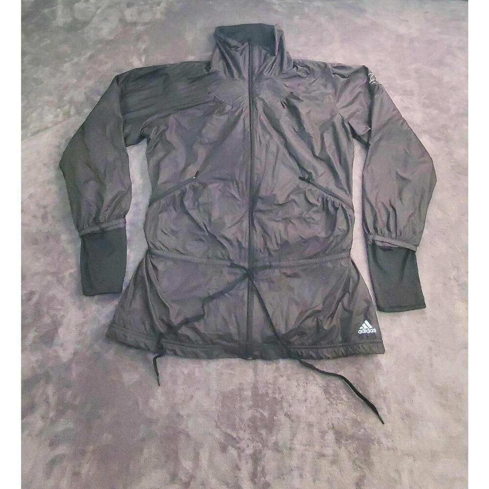 Adidas Women’s Sz XL Windbreaker Jacket Black Full Zip Clima Lightweight C5-18
